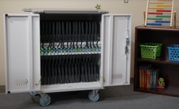 Charging cart with laptops 