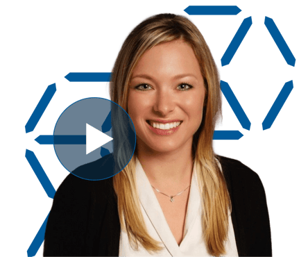 Amy testimonial image with play button