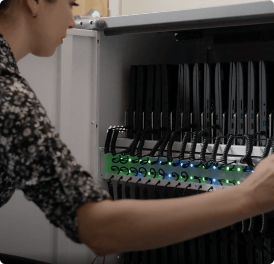 Woman operating JAR system