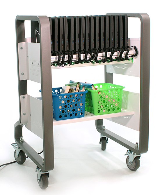 Carro de carga abierto USB-C Elevate Air con estante de almacenamiento para cestas