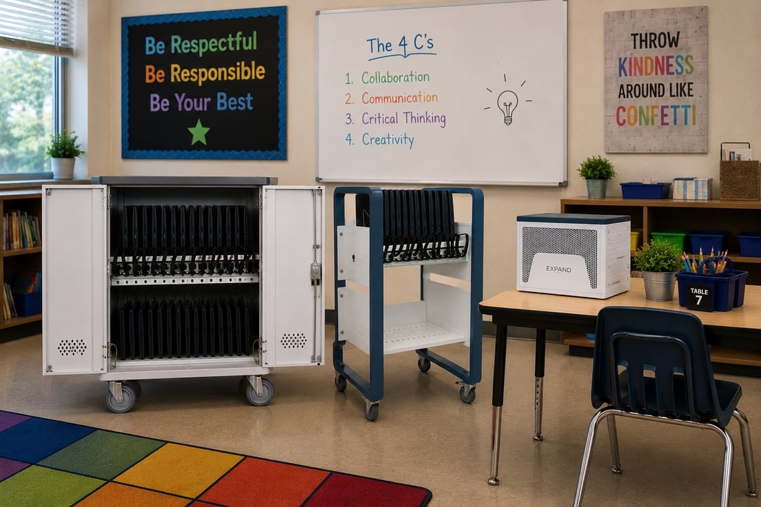Charging solutions in a school classroom